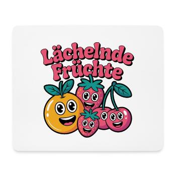 Lächelnde Früchte Cartoon Spaß - Mousepad (Querformat) - Weiß - Vorne