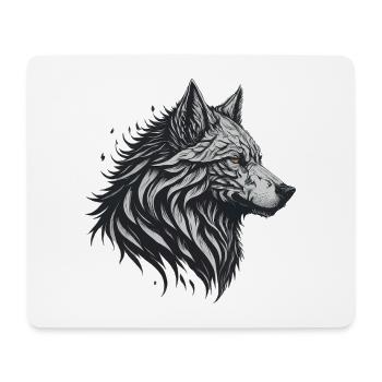 Geometrischer Schwarzer Wolf - Mousepad (Querformat) - Weiß - Vorne