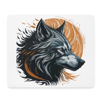 Schwarzer Wolf unter dem goldenen Mond - Mousepad (Querformat) - Weiß - Vorne
