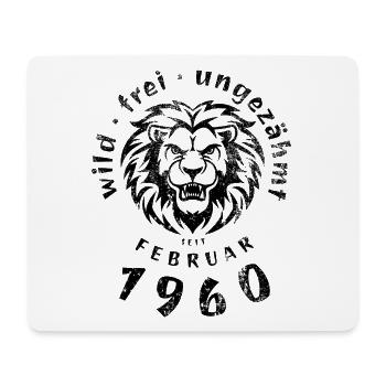 66. Geburtstag Wild, frei, ungezähmt seit 02/1960 - Mousepad (Querformat) - Weiß - Vorne