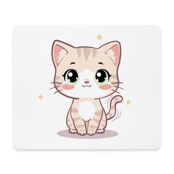Niedliche Kawaii-Katzenillustration – Chibi-Kätzchen - Mousepad (Querformat) - Weiß - Vorne