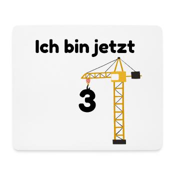 3rd Birthday Kids Shirt – Construction Crane Motif - Mouse Pad (horizontal) - white - Front