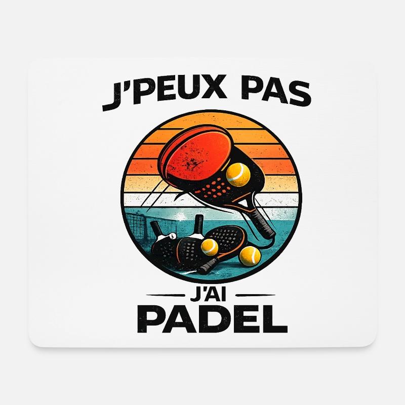 Jpeux Pas J'ai Padel Retro - Tapis de souris (format paysage) - blanc