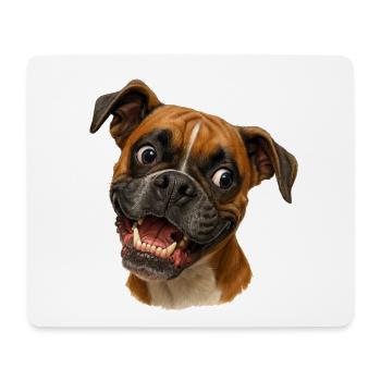 Portrait du Boxer Grin Imprimé - Tapis de souris (format paysage) - blanc - Devant
