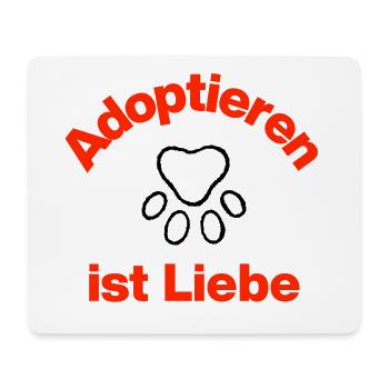 ADOPTER, C’EST AMOUR, CŒUR ET PATTE ! CHIEN ET CHAT - Tapis de souris (format paysage) - blanc - Devant