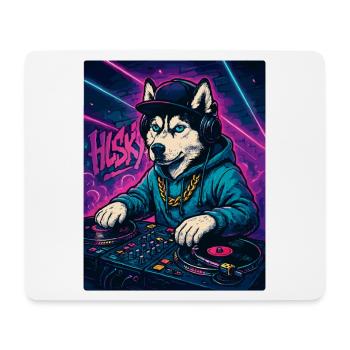 Husky DJ – Cadeau du club urbain de streetwear - Tapis de souris (format paysage) - blanc - Devant