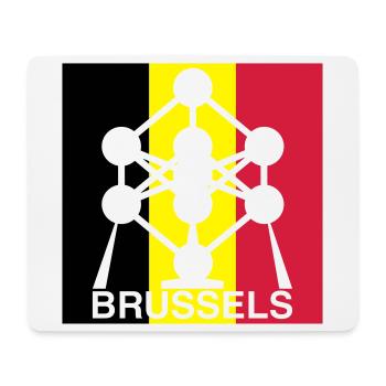 Brussels Atomium – Icône du Carré du Drapeau belge - Tapis de souris (format paysage) - blanc - Devant