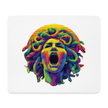 Neon-Medusa: Farbenrausch Kopf - Mousepad (Querformat) - Weiß - Vorne