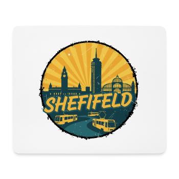 Sheffield City Skyline Vintage Tram Badge - Mouse Pad (horizontal) - white - Front