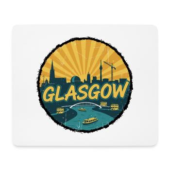 Glasgow City Skyline Retro Vintage-Abzeichen - Mousepad (Querformat) - Weiß - Vorne