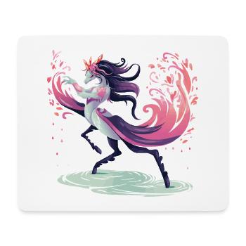 Danse de la Licorne en Fleurs - Tapis de souris (format paysage) - blanc - Devant
