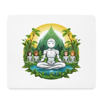 Robot-Meditation im Naturkreis - Mousepad (Querformat) - Weiß - Vorne