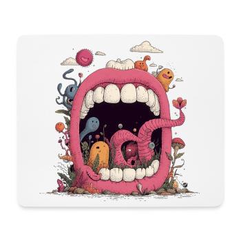 Pinke Mundwelt mit Kreaturen - Mousepad (Querformat) - Weiß - Vorne