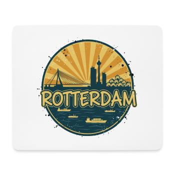 Rotterdam City Skyline Vintage Retro Badge - Mouse Pad (horizontal) - white - Front