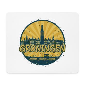 Groningen City Skyline Vintage-Abzeichen - Mousepad (Querformat) - Weiß - Vorne