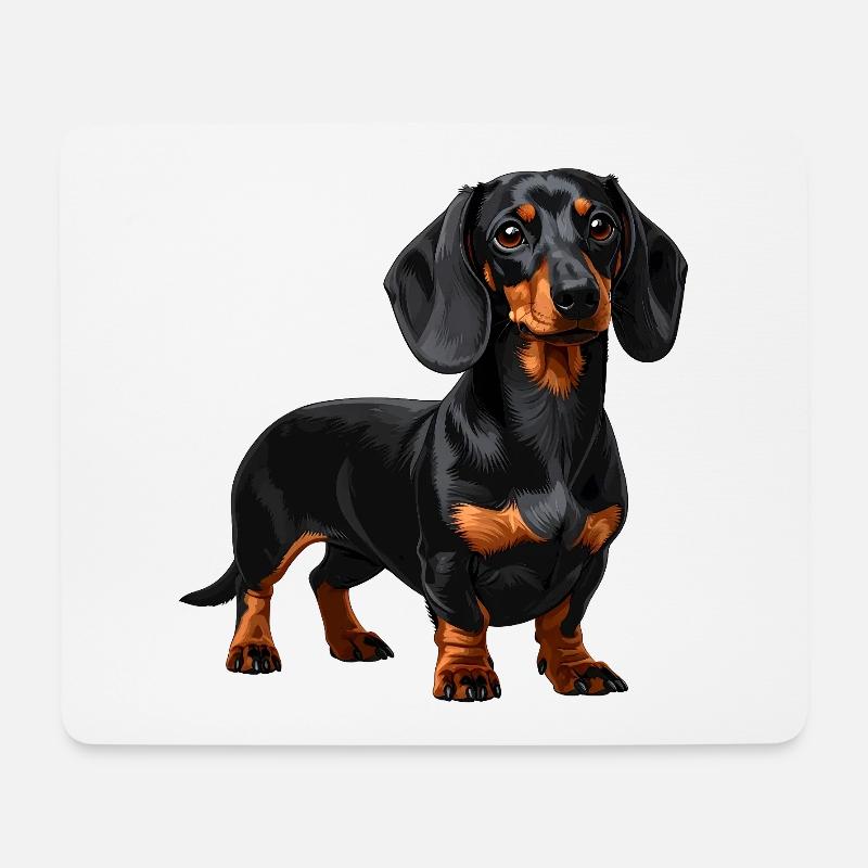 Teckel noir et beige - Chien saucisse - Tapis de souris (format paysage) - blanc