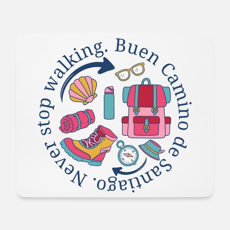 Buen Camino de Santiago Never Stop Walking Emblem - Mousepad (Querformat) - Weiß