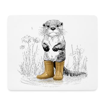 Cute otter with yellow rubber boots - Mouse Pad (horizontal) - white - Front