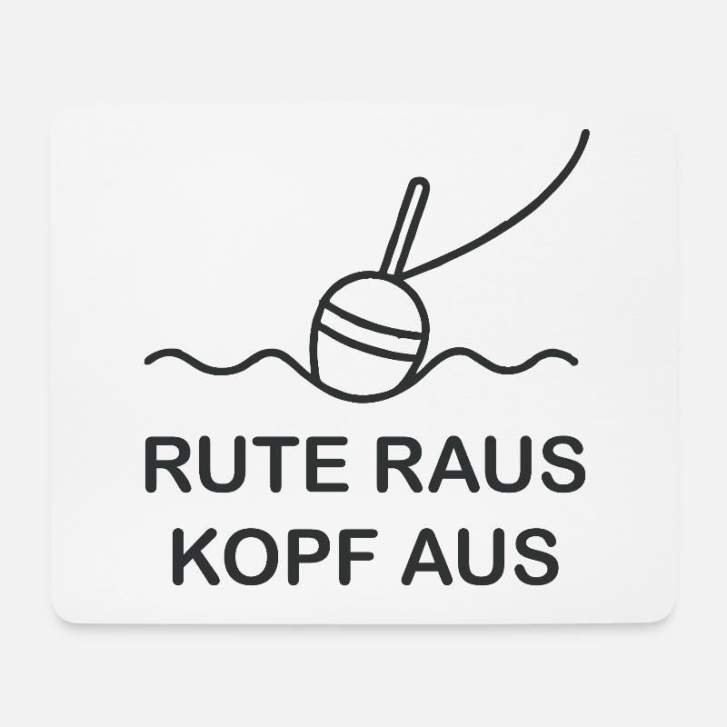 Rute raus Kopf aus – Angel Motiv - Mousepad (Querformat) - Weiß