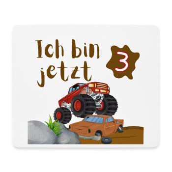 I'm Now 3 – Monster Truck Birthday Shirt - Mouse Pad (horizontal) - white - Front