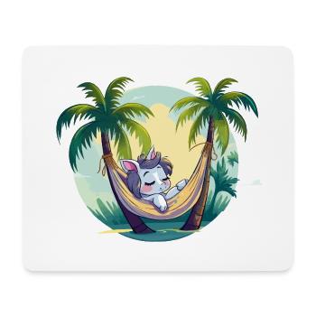 Sleeping unicorn in palm tree paradise - Mouse Pad (horizontal) - white - Front