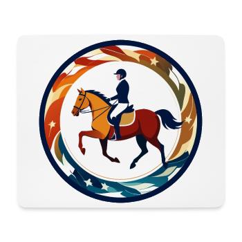 Rider in Star Arch Emblem Equestrian Motif - Mouse Pad (horizontal) - white - Front