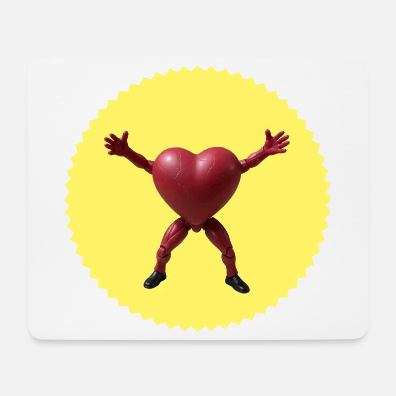 Hugging Heart Action Figure (Jagged Badge) - Mousepad (Querformat) - Weiß