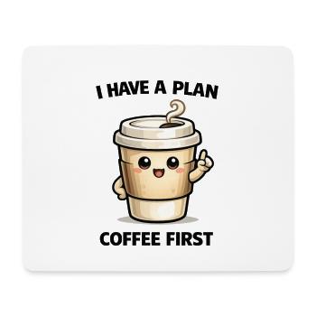 Café d’abord – Mon plan - Tapis de souris (format paysage) - blanc - Devant