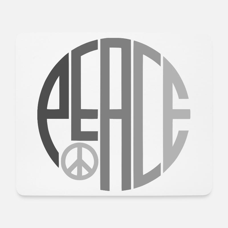 Kreis Typografie Peace mit Peacezeichen - Mousepad (Querformat) - Weiß