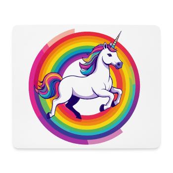 Rainbow Unicorn Unicorn Jumps Circle Motif - Mouse Pad (horizontal) - white - Front