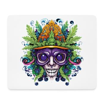 Psychedelischer Schädel mit Blattkrone - Mousepad (Querformat) - Weiß - Vorne