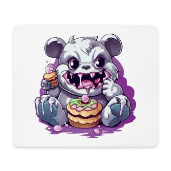 Cute panda monster with candy - Mouse Pad (horizontal) - white - Front