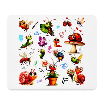 Cute Lovely Bugs - Happy Insects Illustration - Mouse Pad (horizontal) - white - Front
