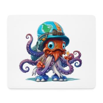 Octopus Explorer with World Map Helmet - Mouse Pad (horizontal) - white - Front