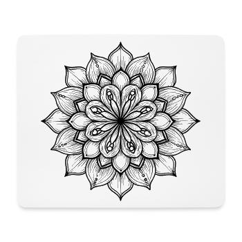 Blüten-Mandala, Symbol der Harmonie, Blumenlogo - Mousepad (Querformat) - Weiß - Vorne