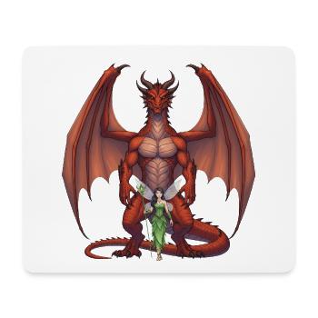 Dragon Pourpre et Fée de la Forêt - Tapis de souris (format paysage) - blanc - Devant