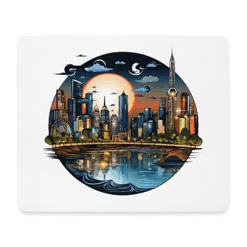 Evening Sun City Skyline CirkelDesign - Mouse Pad (horizontal) - white - Front