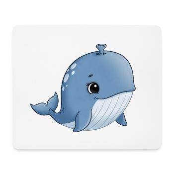 Baleine de dessins animés bleus avec le sourire - Tapis de souris (format paysage) - blanc - Devant