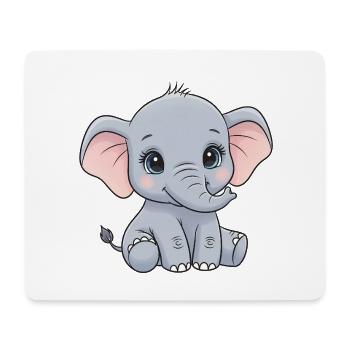 Cuddly baby elephant cartoon - Mouse Pad (horizontal) - white - Front