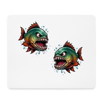 Chasseur en haute mer Piranha - Tapis de souris (format paysage) - blanc - Devant