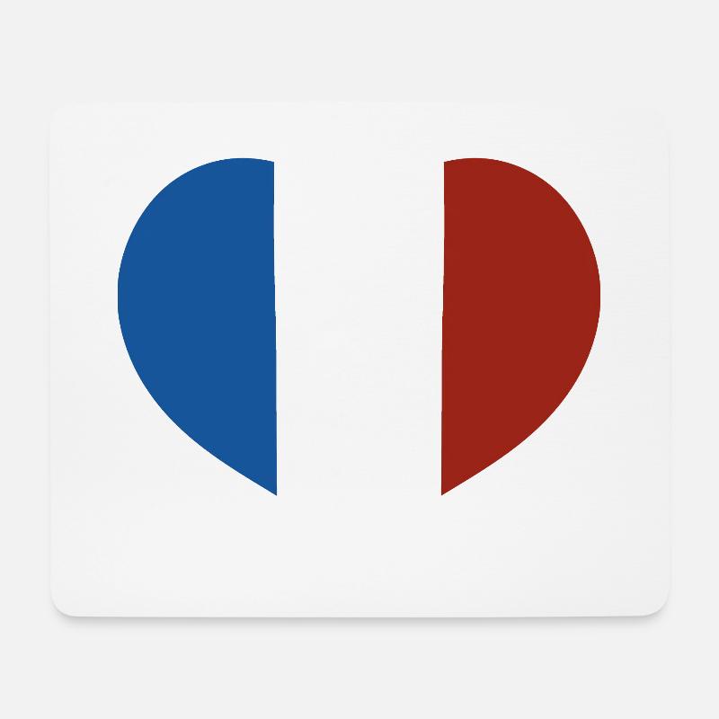 Herz der französischen Flagge - Mousepad (Querformat) - Weiß