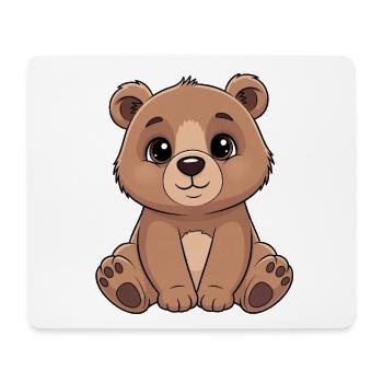 Cuddly Bear Cartoon - Cute Brown - Mouse Pad (horizontal) - white - Front
