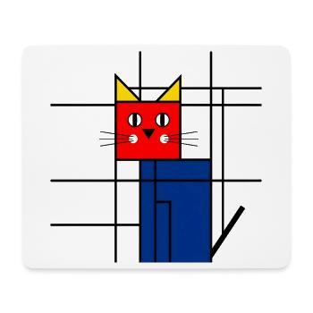 Abstract Cat Art - Geometric Mondrian - Mouse Pad (horizontal) - white - Front