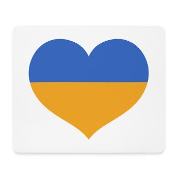 Flaggenherz in den Farben der Ukraine - Mousepad (Querformat) - Weiß - Vorne