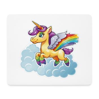 Licorne arc-en-ciel sur les nuages - Tapis de souris (format paysage) - blanc - Devant