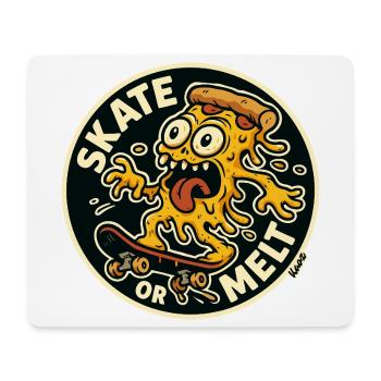Pizza und Käse Monster auf Skateboard - Mousepad (Querformat) - Weiß - Vorne