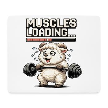 Muskel-Loading Lamm beim Krafttraining - Mousepad (Querformat) - Weiß - Vorne