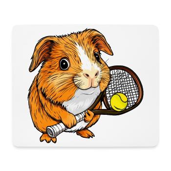 Tennisspieler Meerschweinchen - Mousepad (Querformat) - Weiß - Vorne