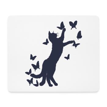 nekomata with butterflies - Mouse Pad (horizontal) - white - Front