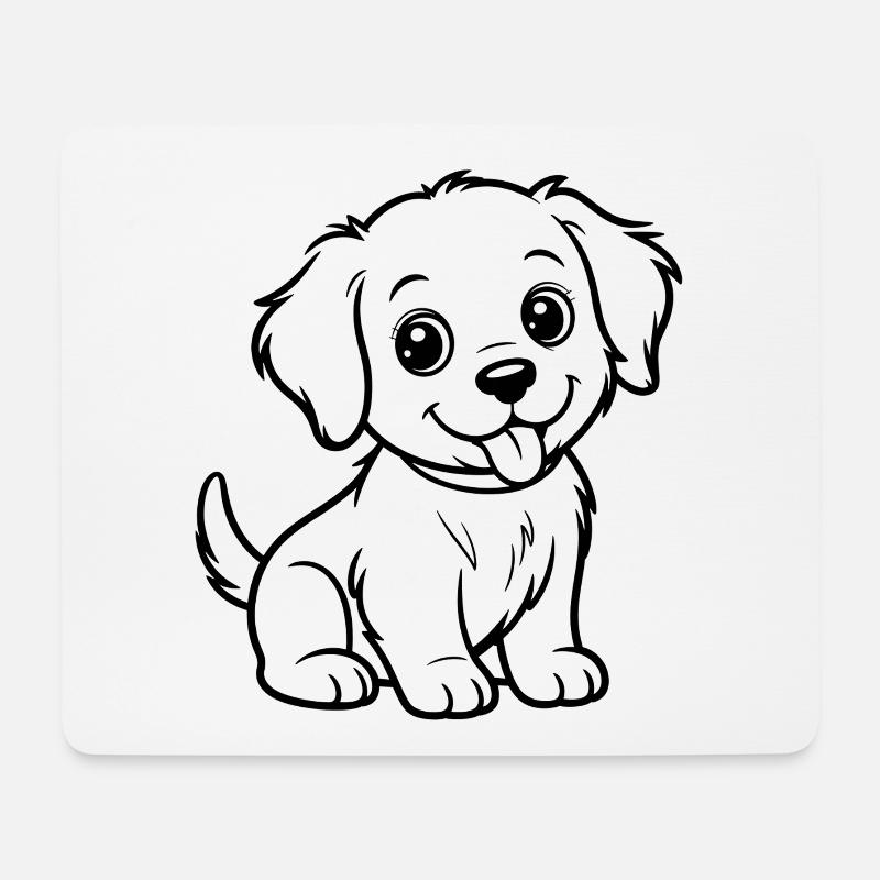 Cuddly Dog Line Drawing - Mouse Pad (horizontal) - white